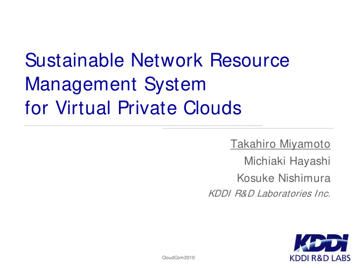 sustainable network resource management system for