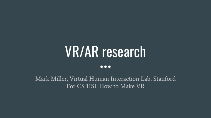 vr ar research