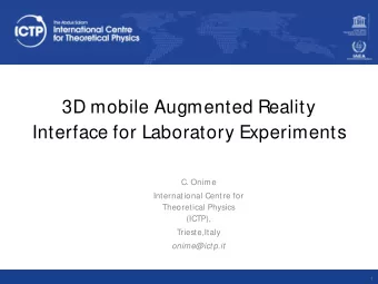 3D mobile Augmented Reality  Interface for Laboratory Experiments  C. Onime  International Centre