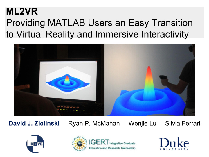 ml2vr providing matlab users an easy transition to