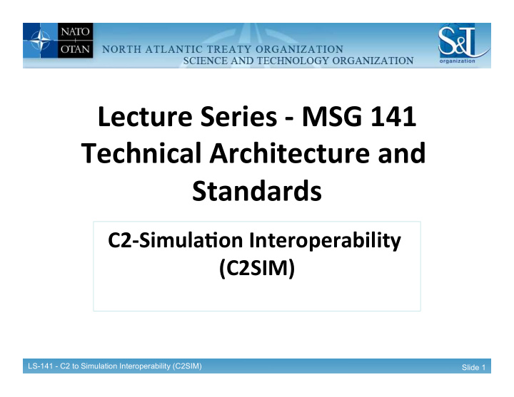 lecture series msg 141 technical architecture and