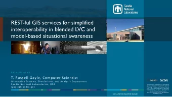 model-based situational awareness  P R E S E N T E D  B Y  T. Russell Gayle, Computer Scientist  I