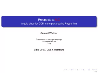 Prospects at ILC  A gold place for QCD in the perturbative Regge limit Samuel Wallon 1 1
