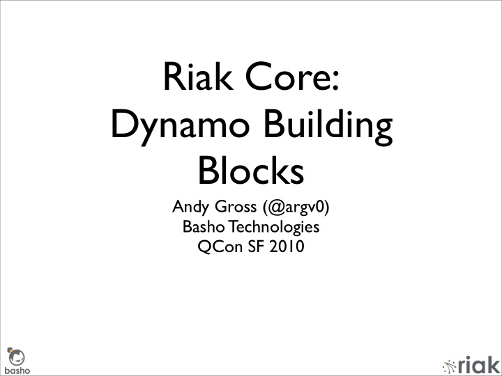 riak core dynamo building blocks