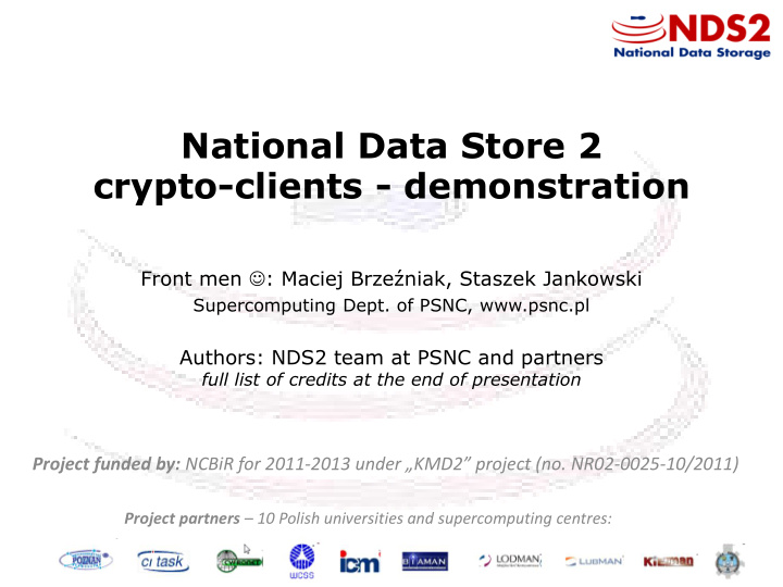 national data store 2 crypto clients demonstration