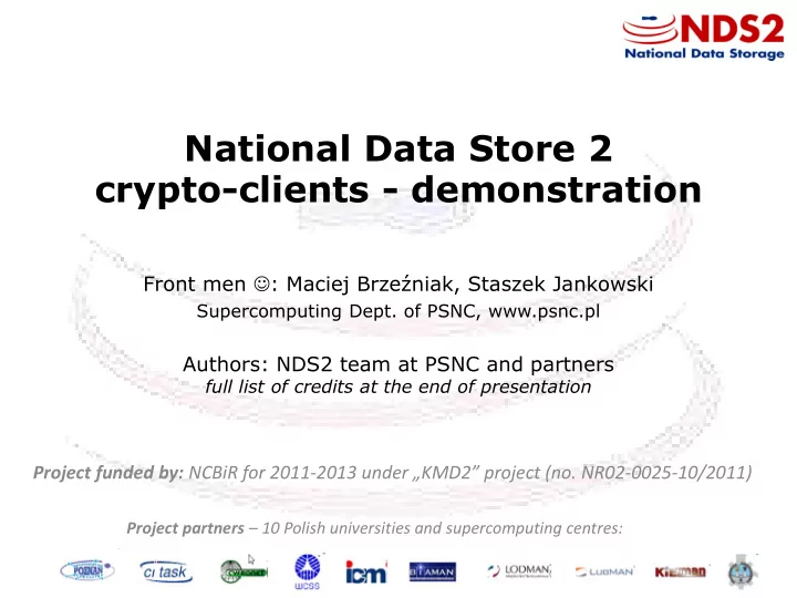 national data store 2 crypto clients demonstration