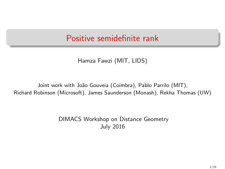 positive semidefinite rank