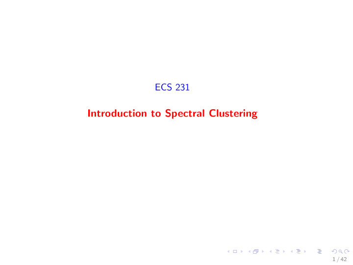 introduction to spectral clustering