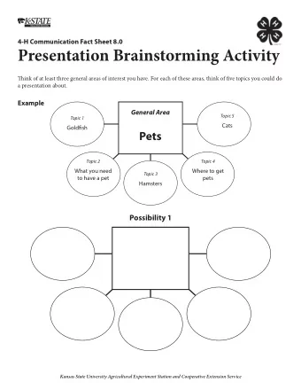 Presentation Brainstorming Activity  Tiink of at least three general areas of interest you have.