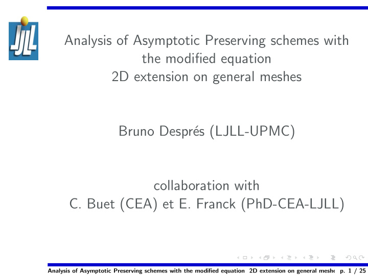 analysis of asymptotic preserving schemes with the