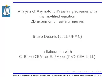 Analysis of Asymptotic Preserving schemes with  the modified equation  2D extension on general