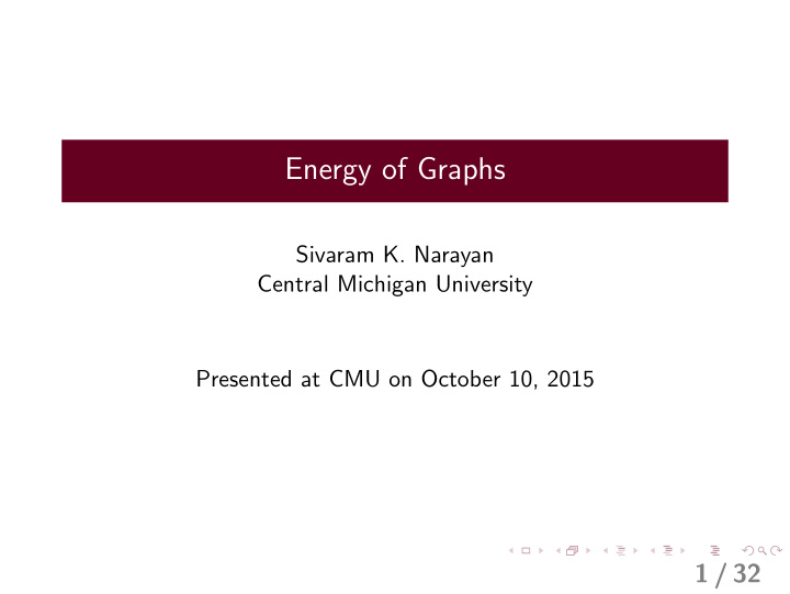 energy of graphs
