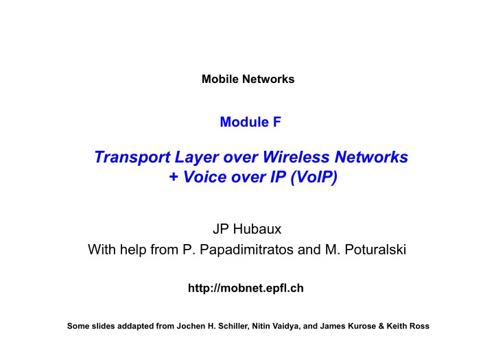 transport layer over wireless networks voice over ip voip