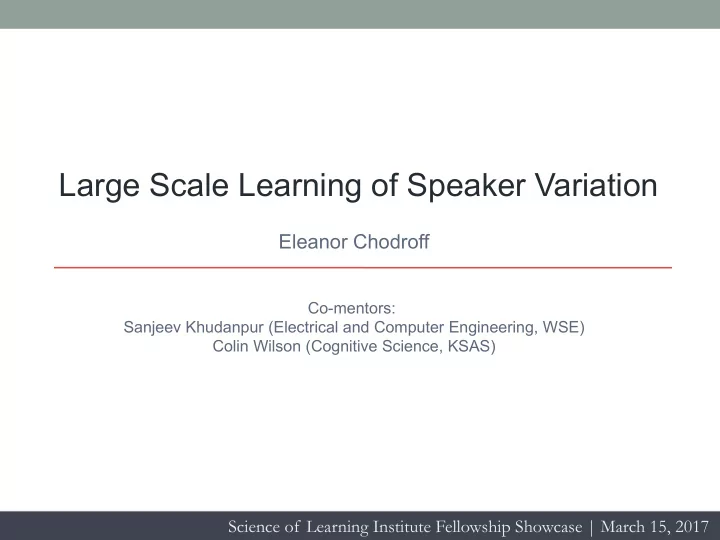 large scale learning of speaker variation