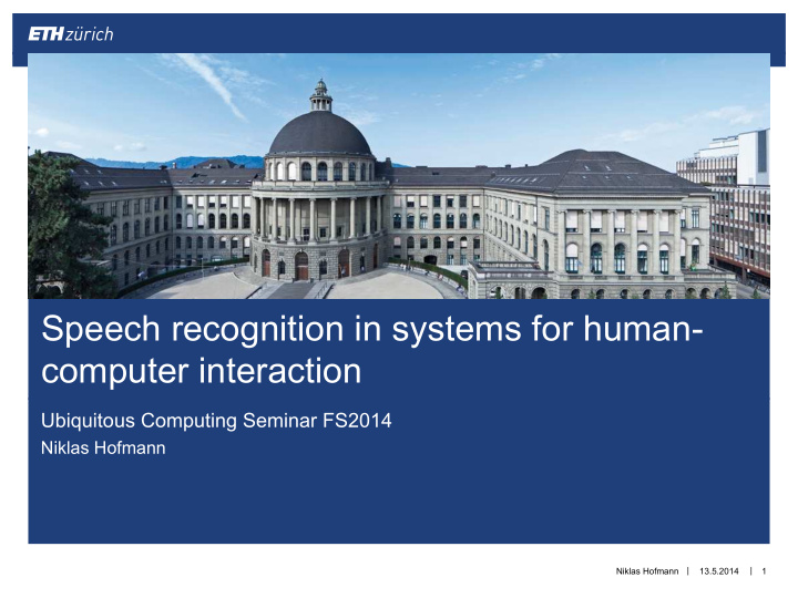 speech recognition in systems for human computer