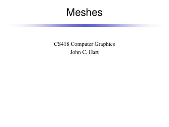 Meshes  CS418 Computer Graphics  John C. Hart  Simple Meshes    Cylinder ( x , y , z ) = (cos q