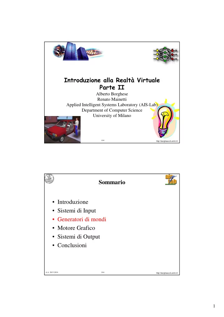 introduzione alla realt virtuale parte ii