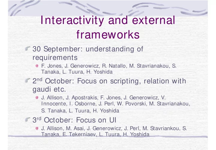 interactivity and external frameworks