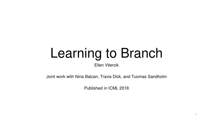 learning to branch