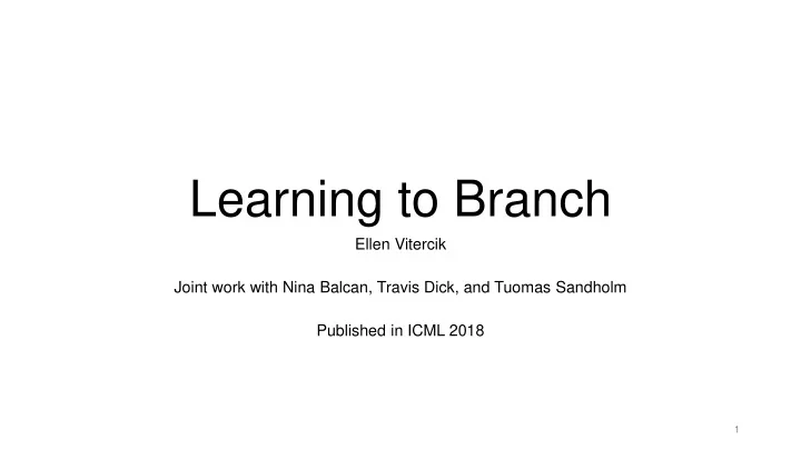 learning to branch