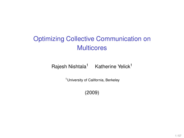optimizing collective communication on multicores