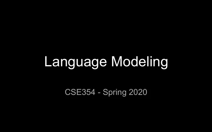language modeling