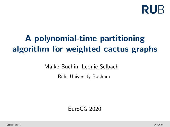 a polynomial time partitioning algorithm for weighted
