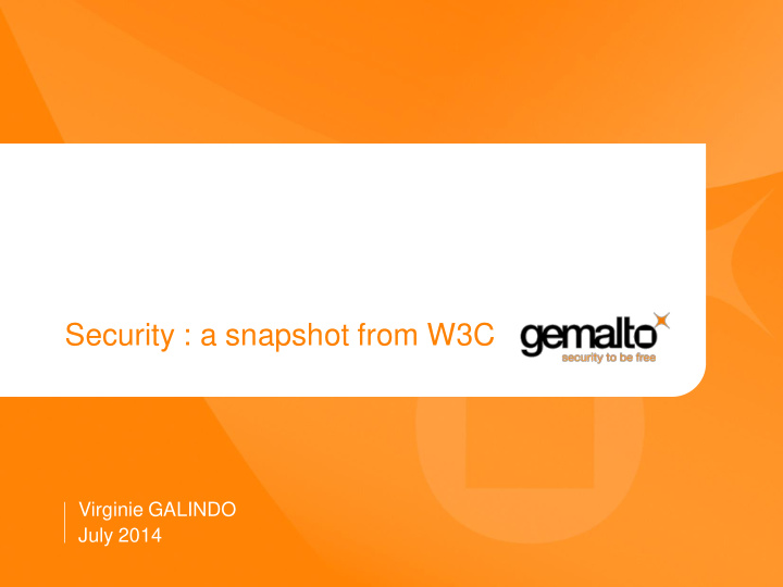 security a snapshot from w3c