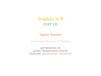 Graphics in R  STAT 133  Gaston Sanchez  Department of Statistics, UCBerkeley  gastonsanchez.com