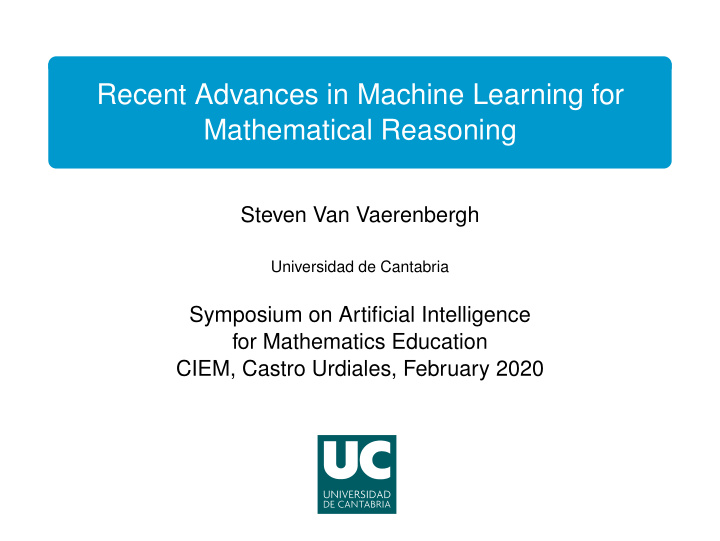recent advances in machine learning for mathematical