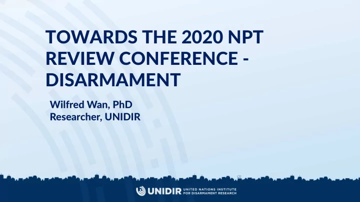 towards the 2020 npt review conference disarmament