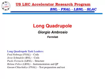 Long Quadrupole  Giorgio Ambrosio  Fermilab  Long Quadrupole Task Leaders: Fred Nobrega (FNAL)