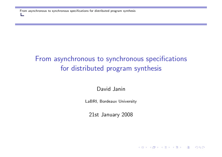 from asynchronous to synchronous specifications for