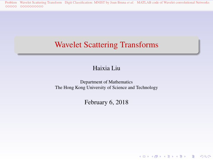 wavelet scattering transforms