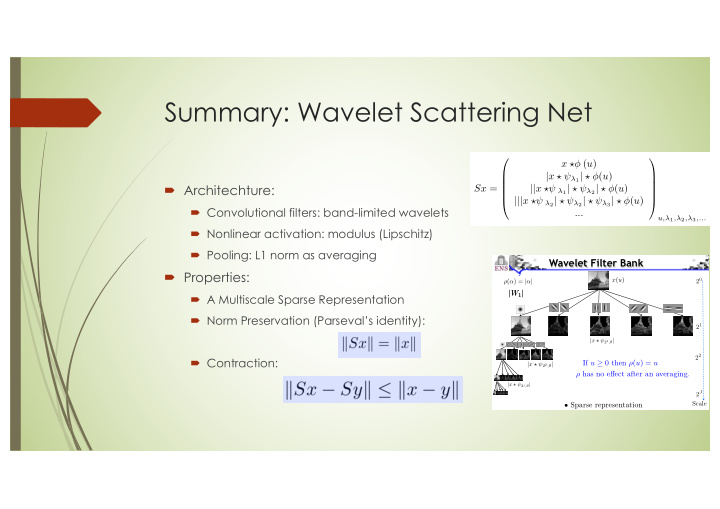 summary wavelet scattering net