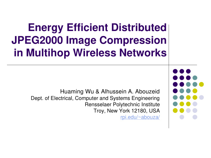 energy efficient distributed jpeg2000 image compression