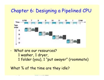 Chapter 6: Designing a Pipelined CPU  What are our resources?  1 washer, 1 dryer,  1 folder