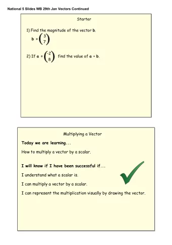 I can represent the multiplication visually by drawing the vector.  National 5 Slides WB 29th Jan