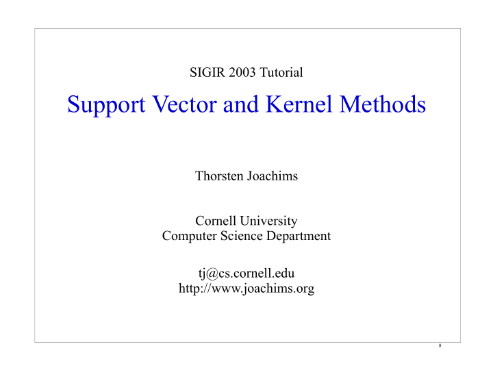 support vector and kernel methods