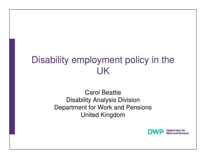 disability employment policy in the uk