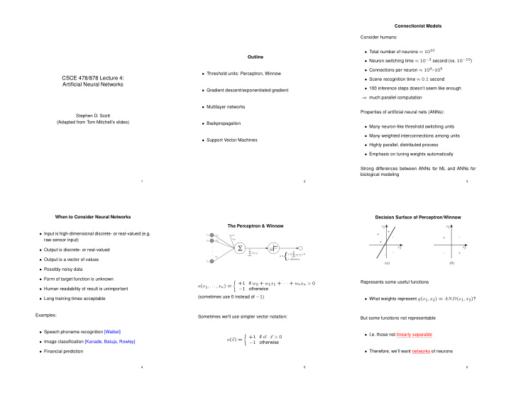 wi xi 1 if 0 i 0 o w n i 0 output is a vector of values