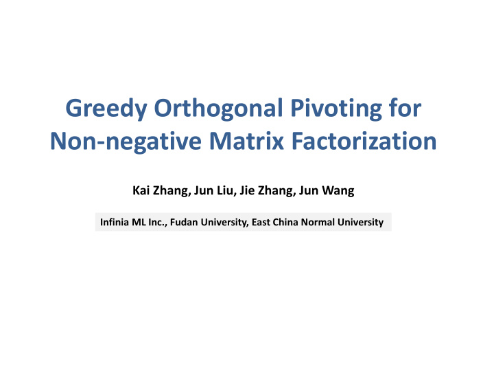 greedy orthogonal pivoting for