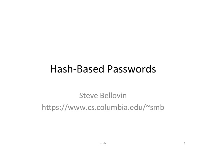 hash based passwords