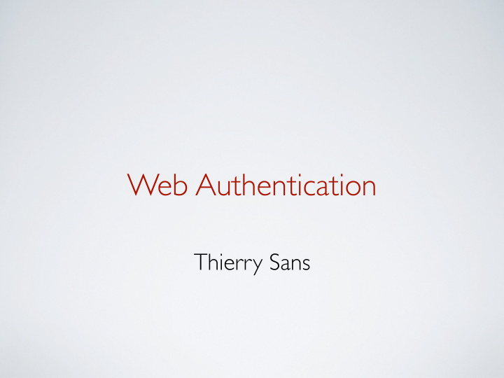 web authentication