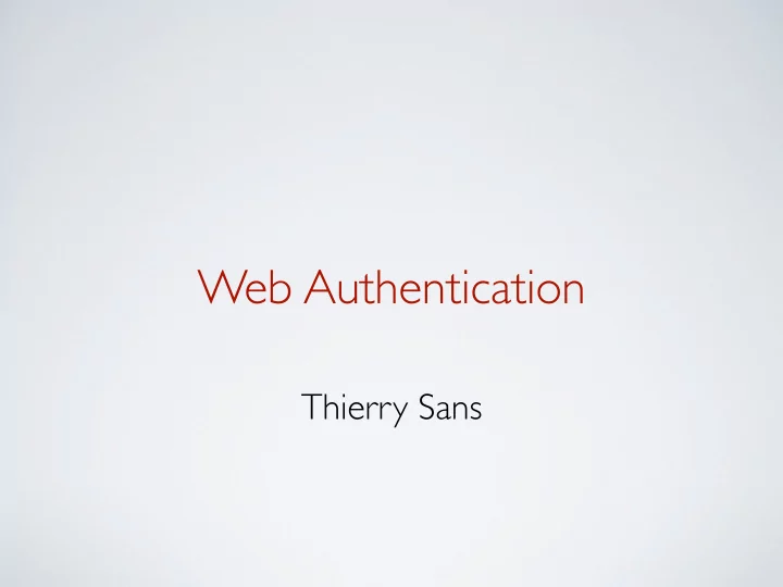 web authentication