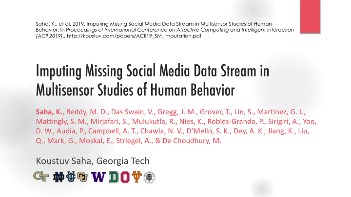 imputing missing social media data stream in multisensor