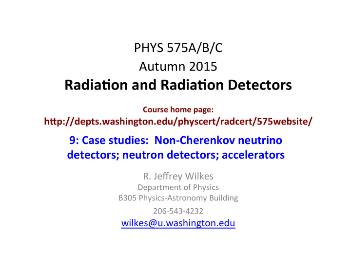 autumn 2015 radia on and radia on detectors