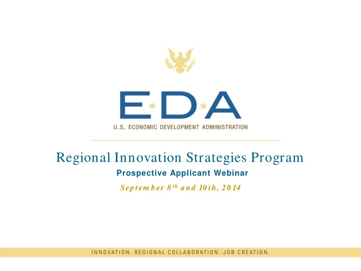 regional innovation strategies program
