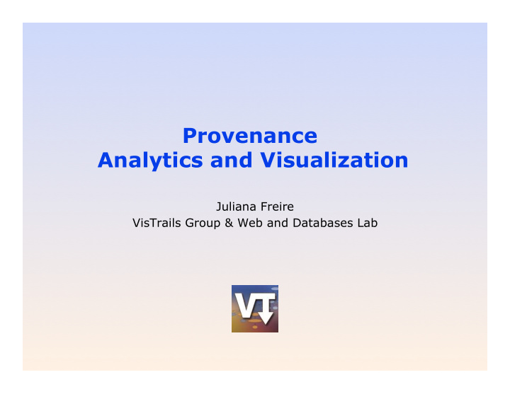 provenance analytics and visualization