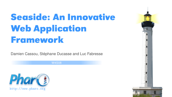 seaside an innovative web application framework